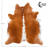Brazilian Brown and White Cowhide Rug Size 7'6" L x 6'7" W 8581