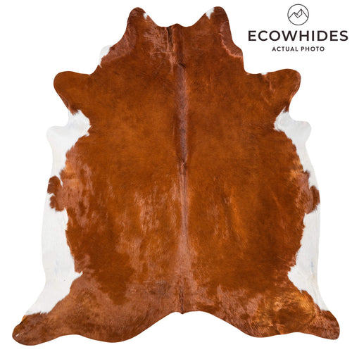 Brazilian Brown and White Cowhide Rug Size 7'6" L x 7'1" W 8587
