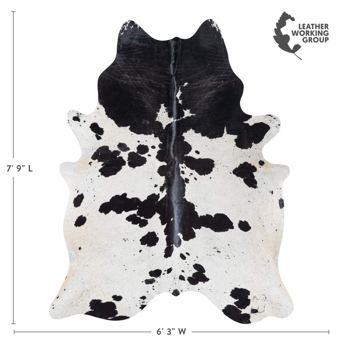 Brazilian Black and White Cowhide Rug Size 7'9" L x 6'3" W 8588