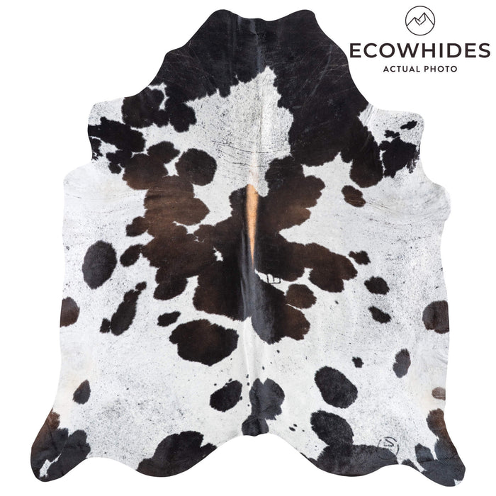 Brazilian Chocolate and White Cowhide Rug Size 7'9" L x 7'0" W 8590