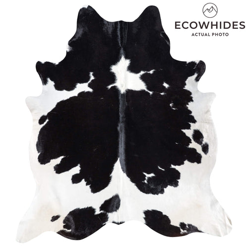 Brazilian Black and White Cowhide Rug Size 7'9" L x 7'0" W 8592