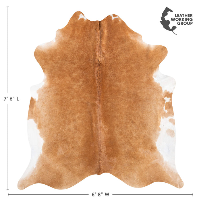 Brazilian Brown and White Cowhide Rug Size 7'6" L x 6'8" W 8600