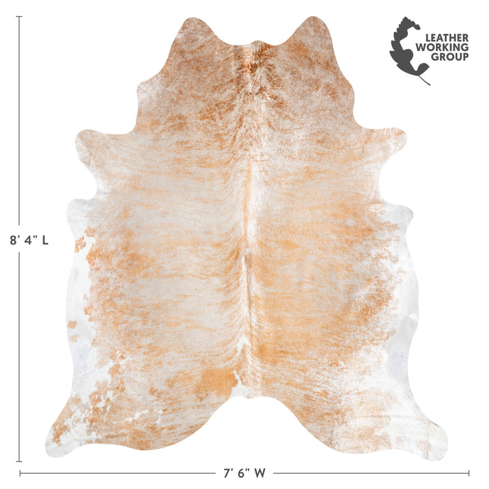 Brazilian Palomino and White Cowhide Rug Size 8'4" L x 7'6" W 8602