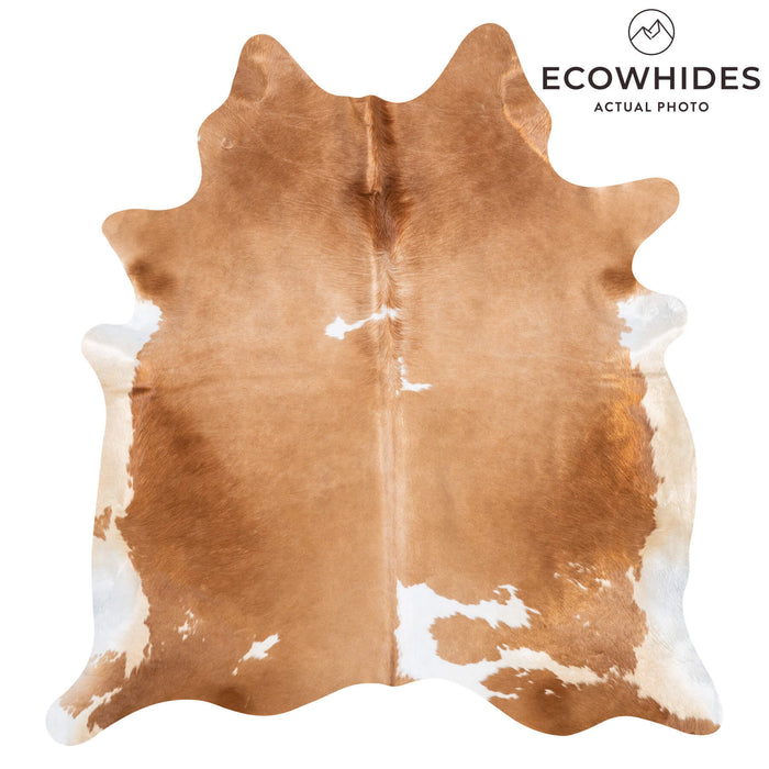 Brazilian Brown and White Cowhide Rug Size 7'6" L x 7'1" W 8606