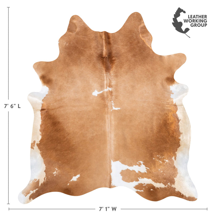 Brazilian Brown and White Cowhide Rug Size 7'6" L x 7'1" W 8606