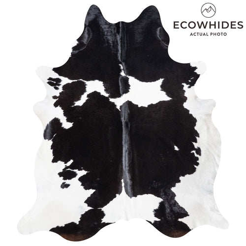 Brazilian Black and White Cowhide Rug Size 7'10" L x 7'0" W 8612