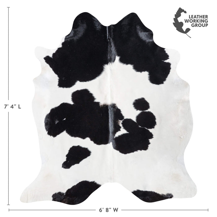 Brazilian Black and White Cowhide Rug Size 7'4" L x 6'8" W 8622