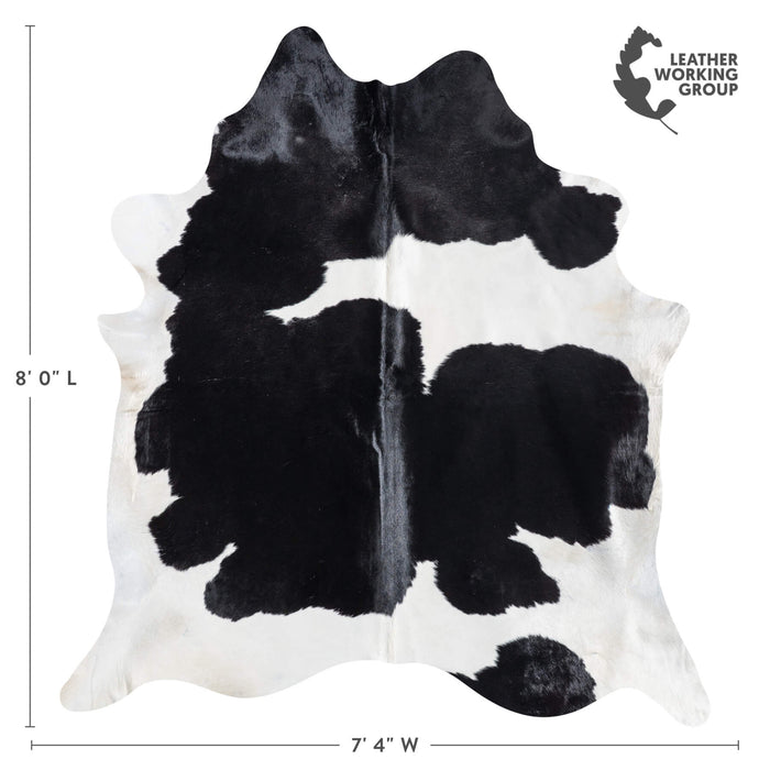 Brazilian Black and White Cowhide Rug Size 8'0" L x 7'4" W 8627
