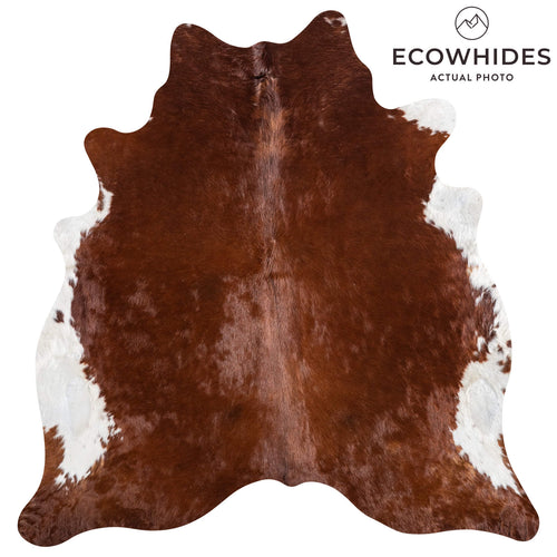 Brazilian Brown and White Cowhide Rug Size 7'0" L x 6'8" W 8635