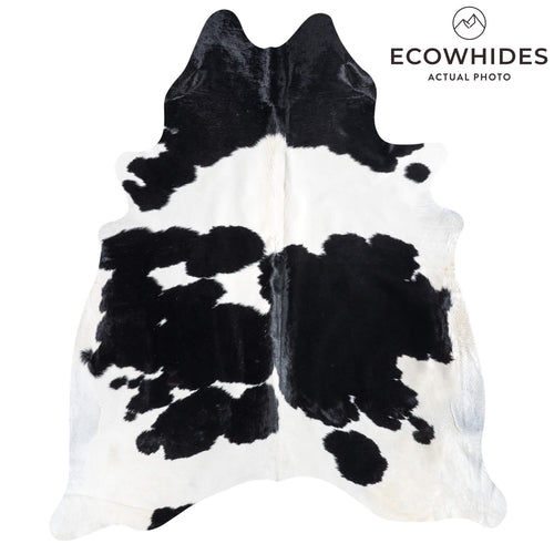 Brazilian Black and White Cowhide Rug Size 8'5" L x 7'5" W 8639