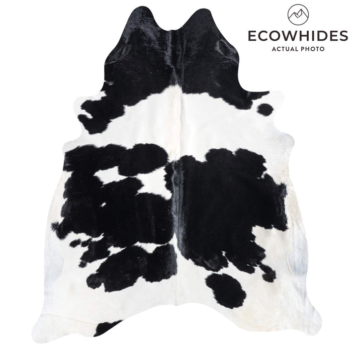 Brazilian Black and White Cowhide Rug Size 8'5" L x 7'5" W 8639