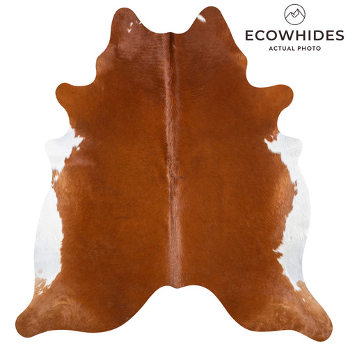 Brazilian Brown and White Cowhide Rug Size 7'2" L x 6'9" W 8641