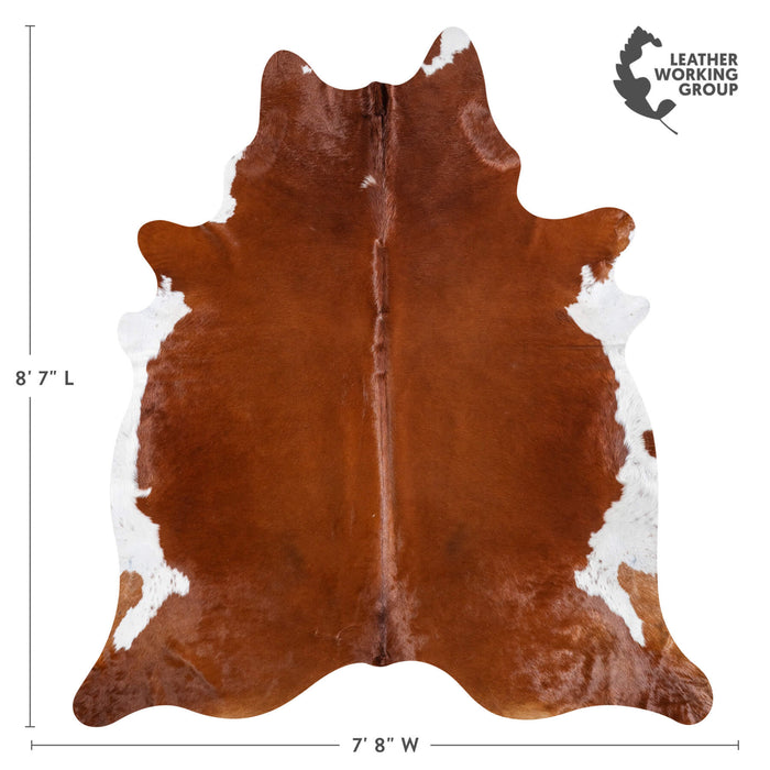 Brazilian Brown and White Cowhide Rug Size 8'7" L x 7'8" W 8648