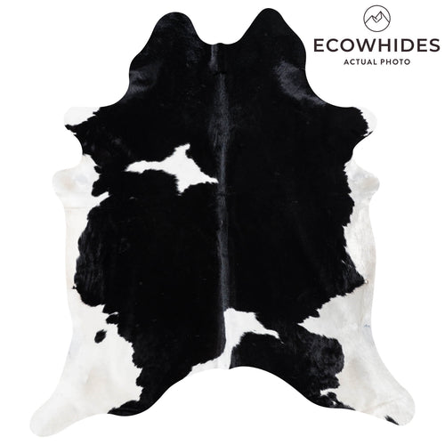 Brazilian Black and White Cowhide Rug Size 7'8" L x 7'0" W 8651
