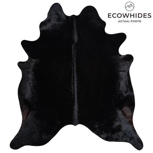 Brazilian Solid Black Cowhide Rug Size 7'8" L x 6'9" W 8657