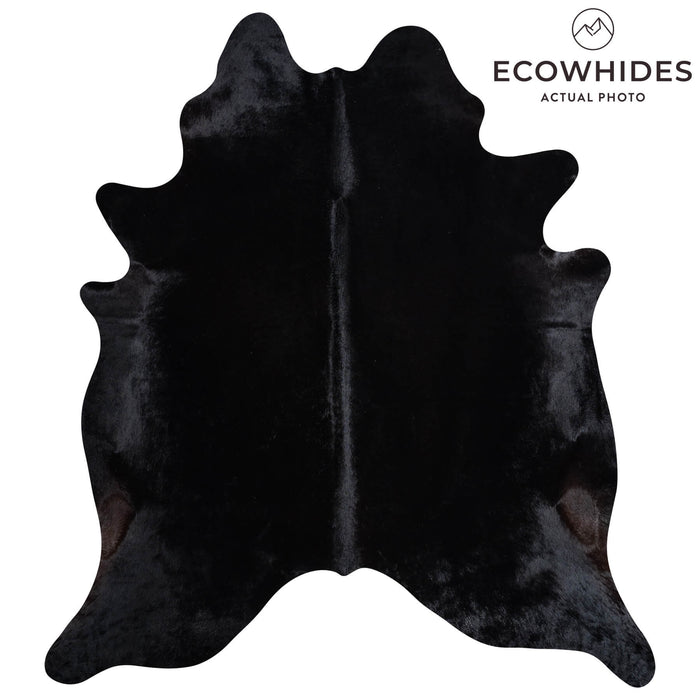 Brazilian Solid Black Cowhide Rug Size 7'8" L x 6'9" W 8657