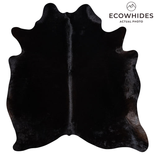 Brazilian Solid Black Cowhide Rug Size 6'10" L x 6'0" W 8660