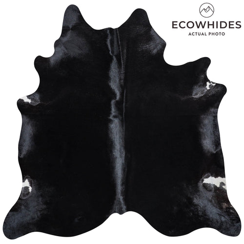 Brazilian Solid Black Cowhide Rug Size 6'9" L x 6'11" W 8663