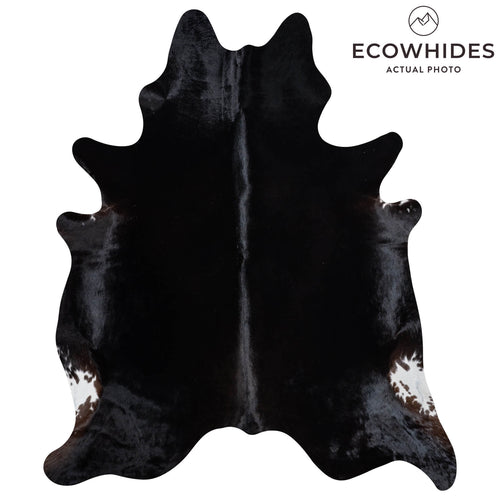 Brazilian Solid Black Cowhide Rug Size 7'10" L x 6'6" W 8664