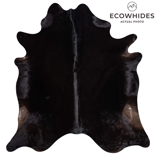 Brazilian Solid Black Cowhide Rug Size 7'1" L x 6'8" W 8665