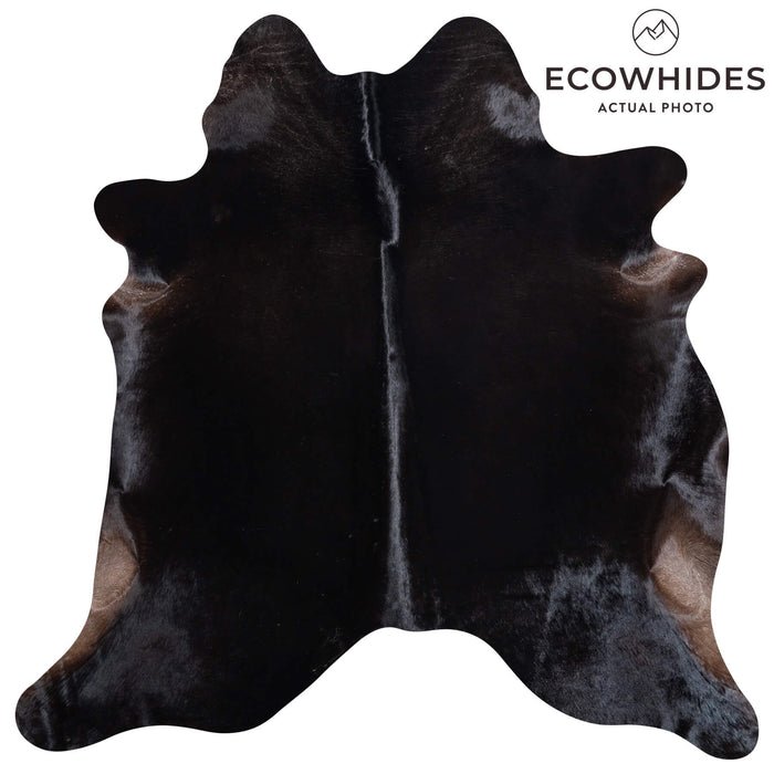 Brazilian Solid Black Cowhide Rug Size 6'9" L x 6'7" W 8672
