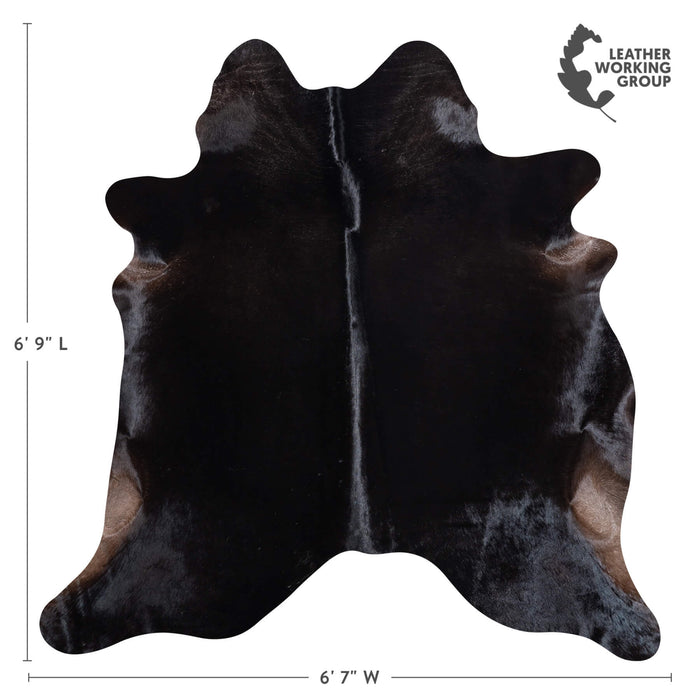 Brazilian Solid Black Cowhide Rug Size 6'9" L x 6'7" W 8672
