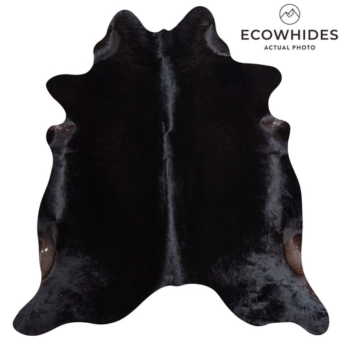 Brazilian Solid Black Cowhide Rug Size 6'8" L x 6'2" W 8674
