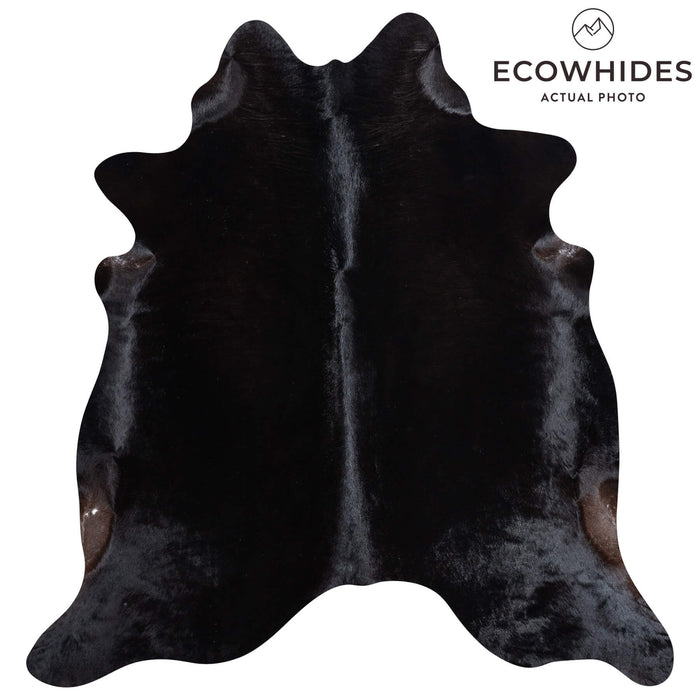 Brazilian Solid Black Cowhide Rug Size 6'8" L x 6'2" W 8674