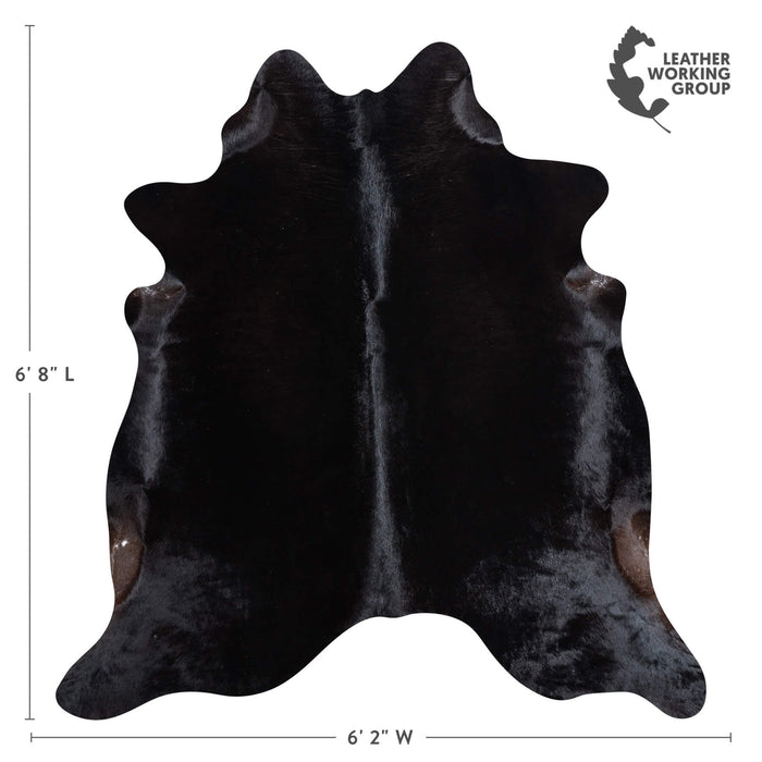 Brazilian Solid Black Cowhide Rug Size 6'8" L x 6'2" W 8674