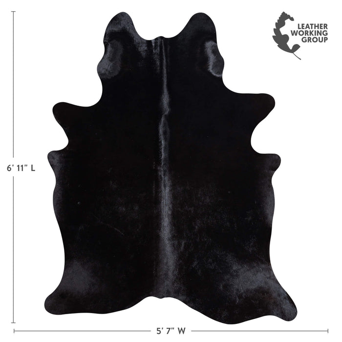 Brazilian Solid Black Cowhide Rug Size 6'11" L x 5'7" W 8675
