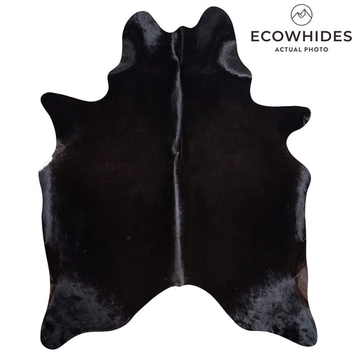 Brazilian Solid Black Cowhide Rug Size 6'11" L x 5'7" W 8676