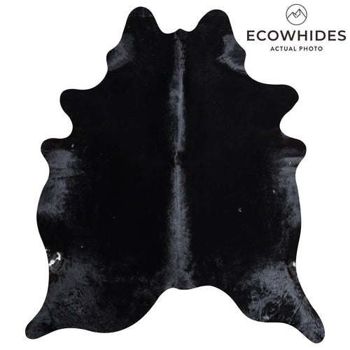 Brazilian Solid Black Cowhide Rug Size 6'8" L x 5'11" W 8677