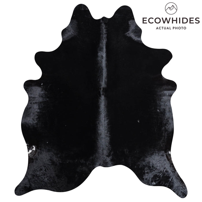Brazilian Solid Black Cowhide Rug Size 6'8" L x 5'11" W 8677