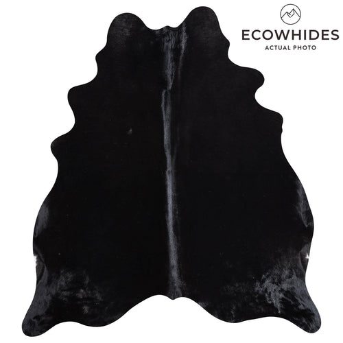 Brazilian Solid Black Cowhide Rug Size 6'3" L x 5'8" W 8678