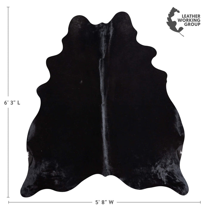 Brazilian Solid Black Cowhide Rug Size 6'3" L x 5'8" W 8678