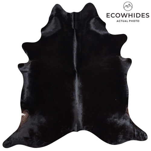 Brazilian Solid Black Cowhide Rug Size 6'10" L x 6'9" W 8679