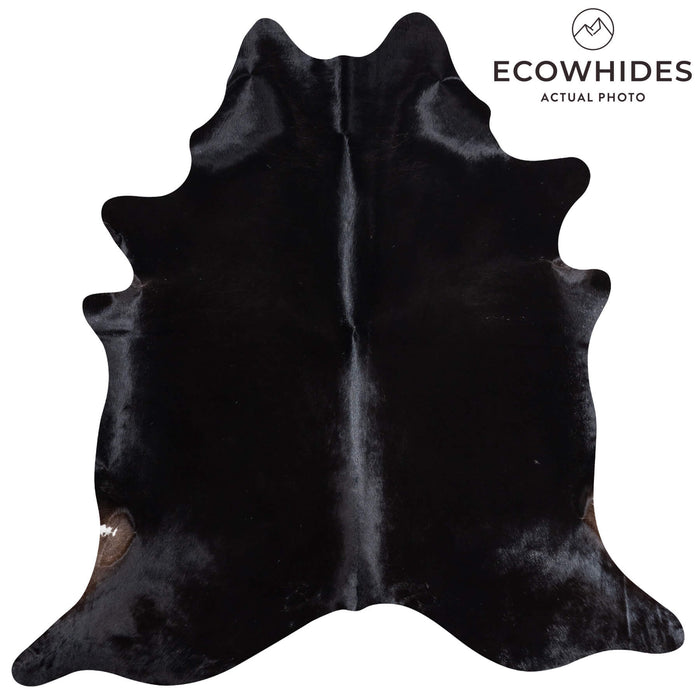 Brazilian Solid Black Cowhide Rug Size 6'10" L x 6'9" W 8679