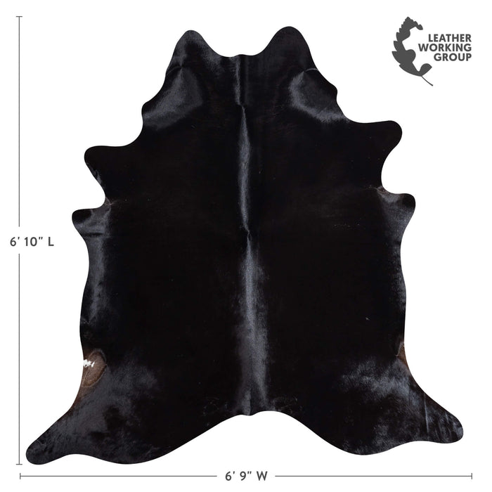 Brazilian Solid Black Cowhide Rug Size 6'10" L x 6'9" W 8679