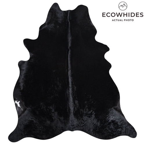 Brazilian Solid Black Cowhide Rug Size 6'8" L x 5'11" W 8680