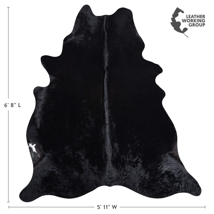 Brazilian Solid Black Cowhide Rug Size 6'8" L x 5'11" W 8680