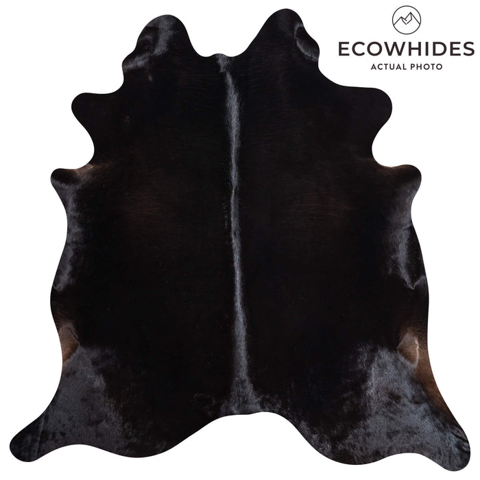 Brazilian Solid Black Cowhide Rug Size 6'5" L x 6'1" W 8681