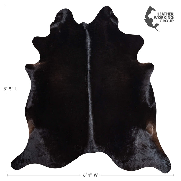 Brazilian Solid Black Cowhide Rug Size 6'5" L x 6'1" W 8681