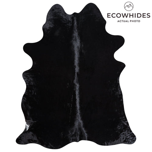 Brazilian Solid Black Cowhide Rug Size 6'10" L x 5'7" W 8684