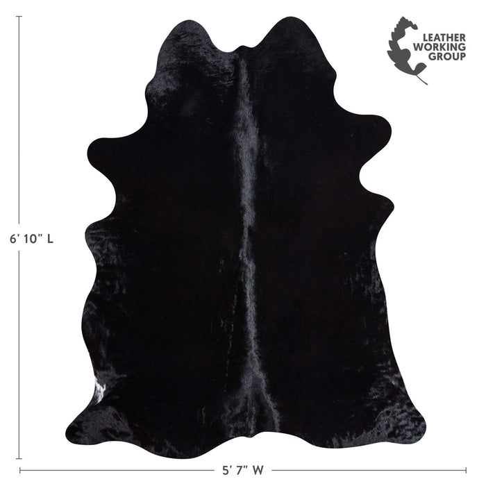 Brazilian Solid Black Cowhide Rug Size 6'10" L x 5'7" W 8684