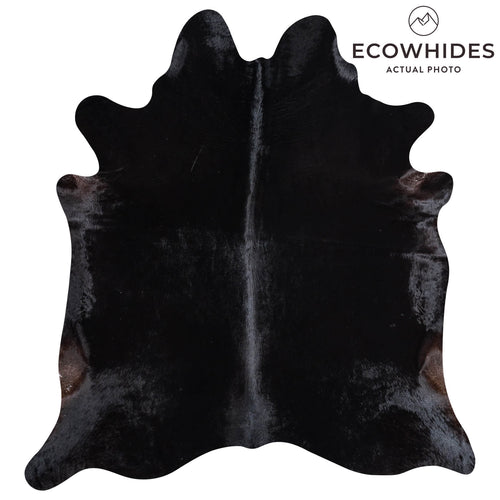 Brazilian Solid Black Cowhide Rug Size 6'4" L x 5'10" W 8685