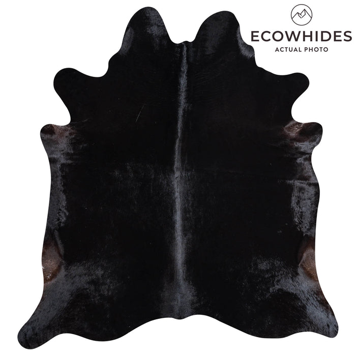 Brazilian Solid Black Cowhide Rug Size 6'4" L x 5'10" W 8685