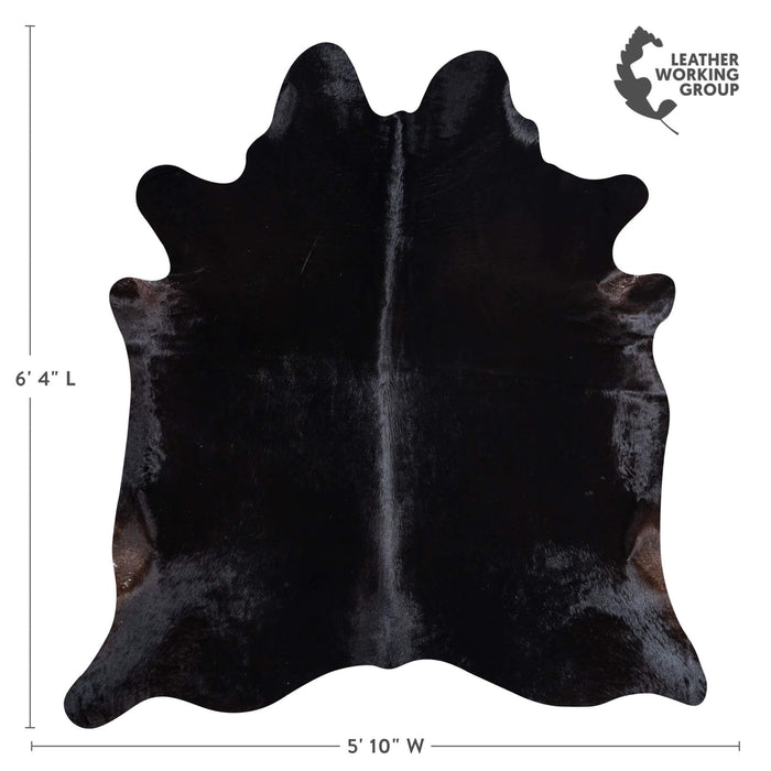 Brazilian Solid Black Cowhide Rug Size 6'4" L x 5'10" W 8685