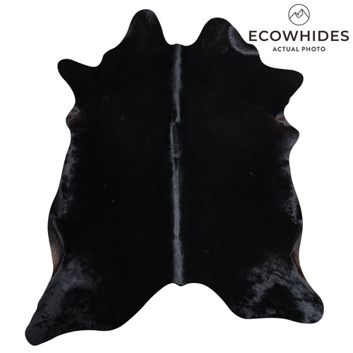 Brazilian Solid Black Cowhide Rug Size 6'5" L x 5'9" W 8687