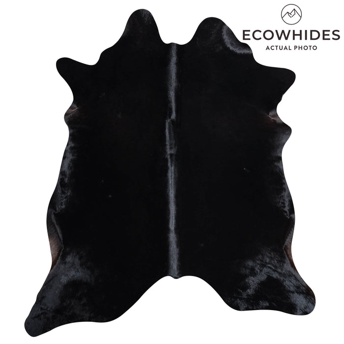 Brazilian Solid Black Cowhide Rug Size 6'5" L x 5'9" W 8687