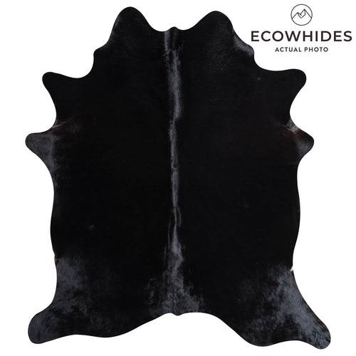 Brazilian Solid Black Cowhide Rug Size 6'7" L x 5'9" W 8688